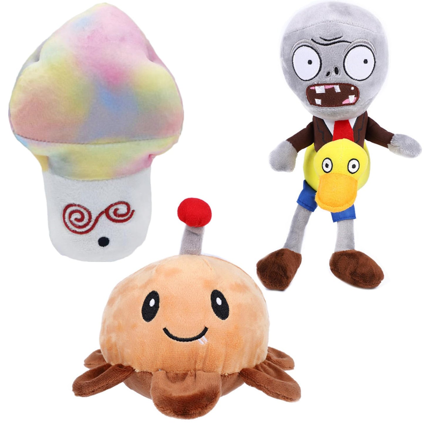 JHESAO 3 PCS Plants and Zombies Plush Duck Zombies Toys Potato Mine PVZ Plushies1 2 Stuffed Soft Doll Colorful Mushroom Plush Toy New