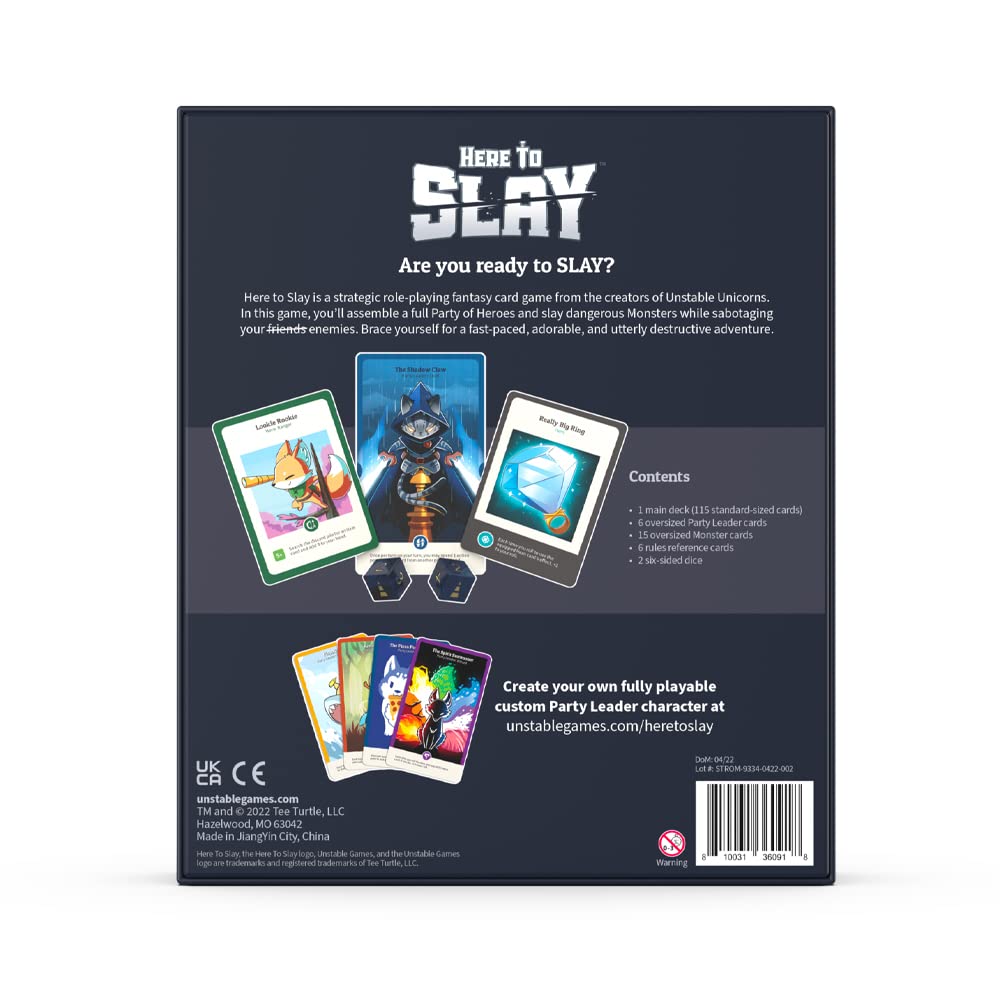 Unstable Games Here to Slay Card Game - Fantasy Adventure Strategy Game for 2-6 Players, Ages 10 and Up - Family Game Night Card Game from