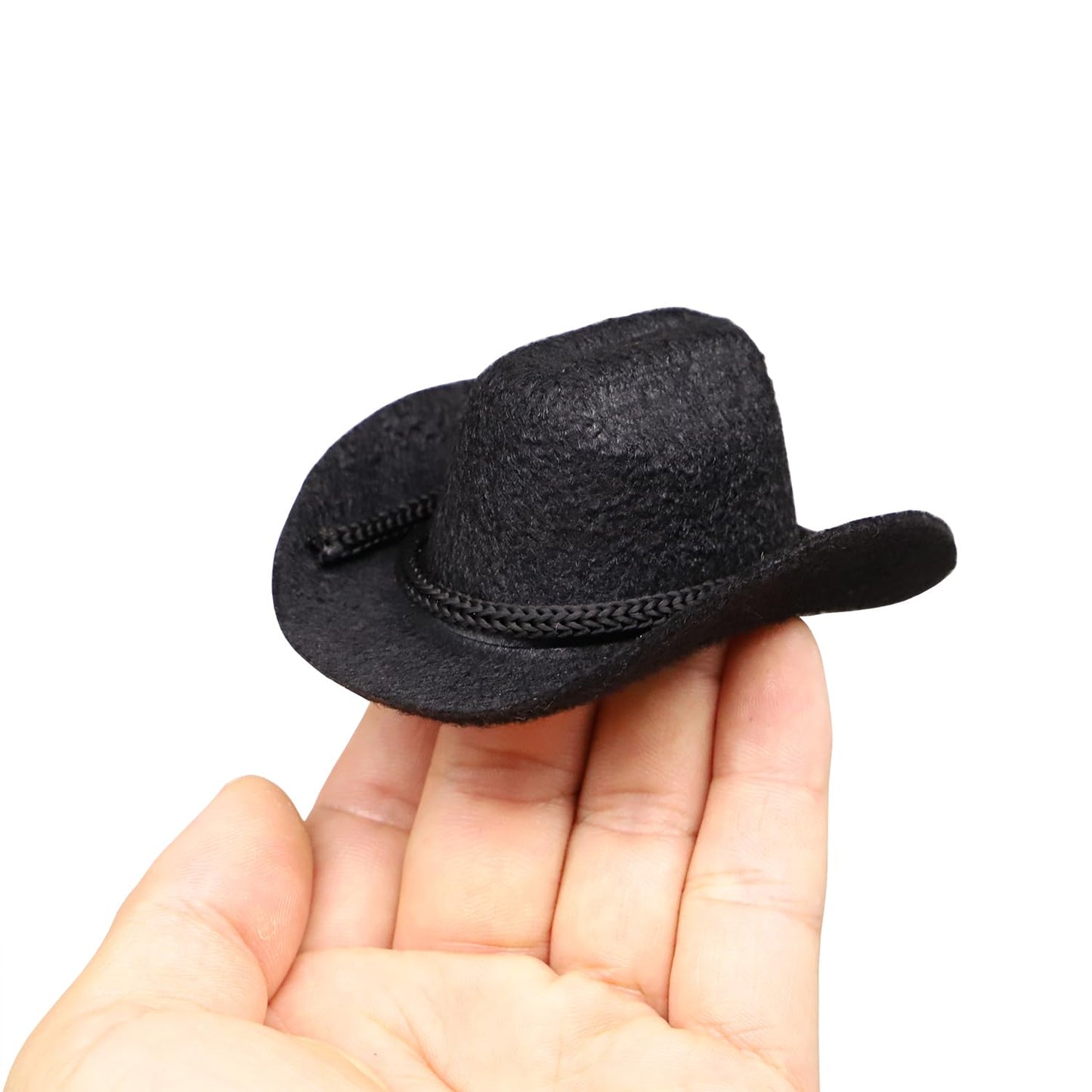Dollhouse Cowboy Hat, Miniature Cowboy Hat, 1:6 Scale Miniature Soft Cowboy, Mini Hat, Brown/Black, American Old West Hat, for Dollhouse Craft