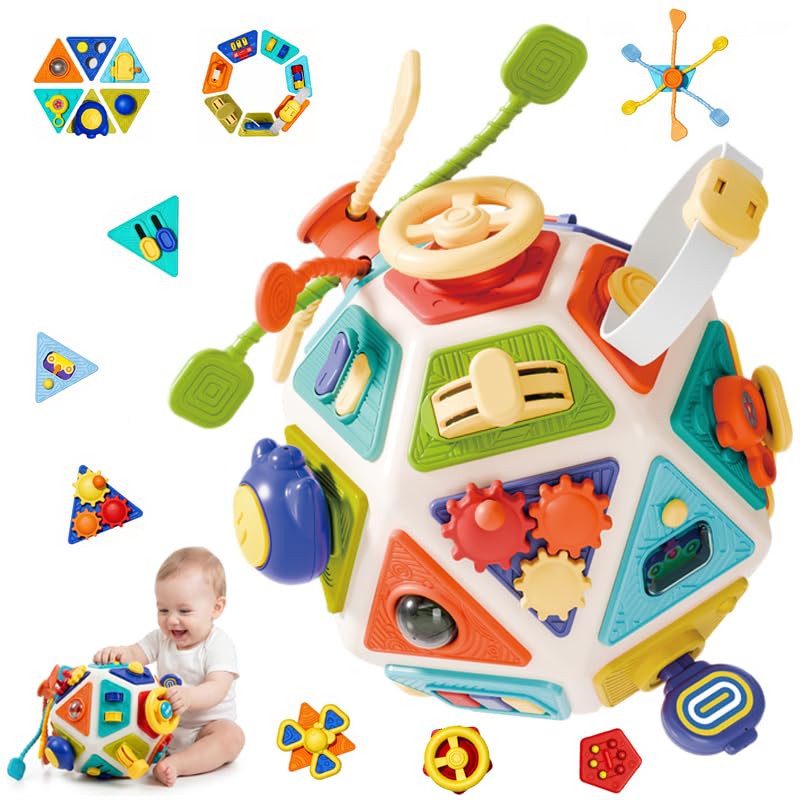 FingTip 22-in-1 Montessori Baby Busy Board Activity Cube, Sensory Toys for Toddlers 1-4, Fine Motor Skills Travel & Early Educational Learning Baby
