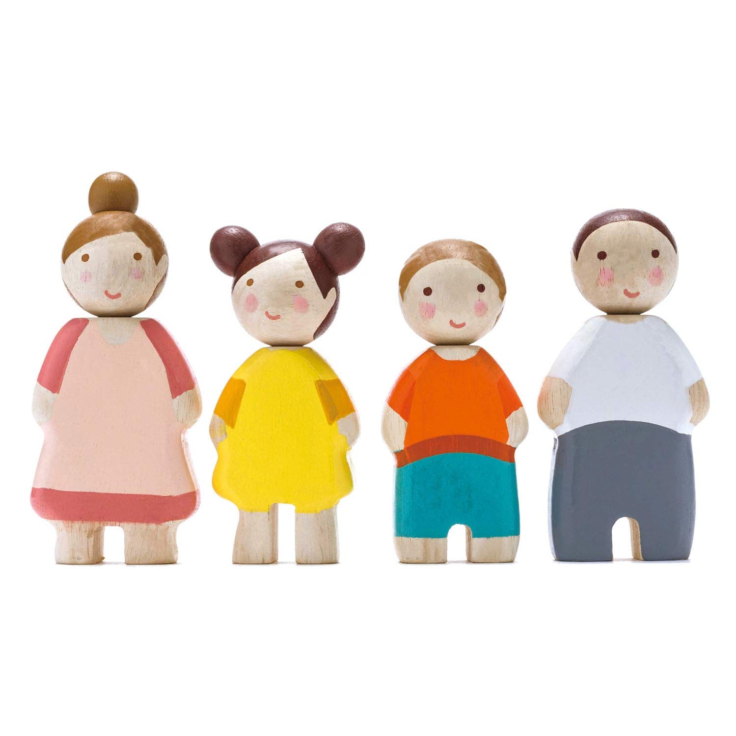 Tender Leaf Toys - The Leaf Family - 4 Pcs Wooden Family Mini Dolls Playset for Children, Kids Miniature Pretend Play Dollhouse Figures, Includes