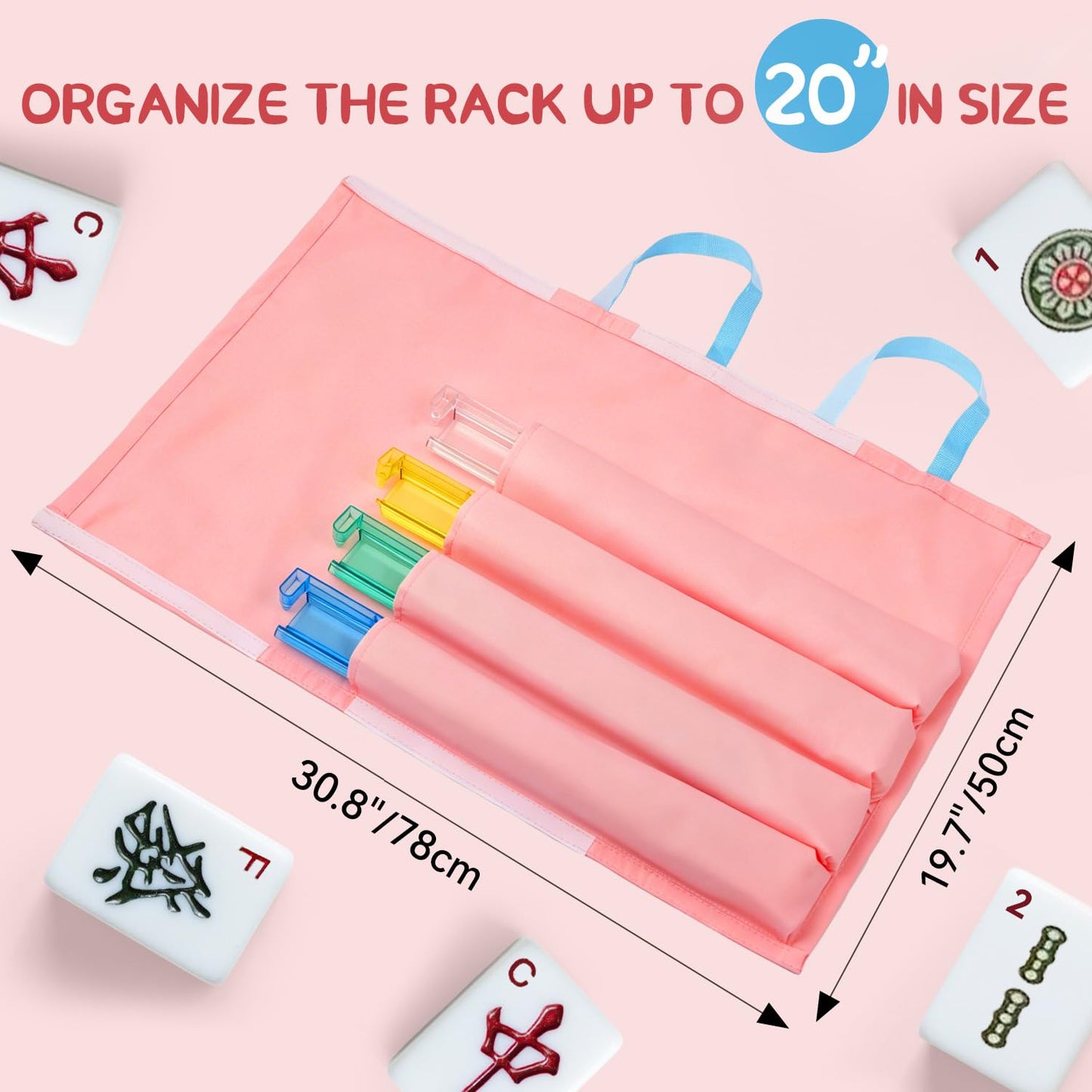 VKDDM Mahjong Rack Bag Fits 4 Mahjong Racks with Pusher, Protective Mahjong Storage Bag Keeps Mahjong Racks Safe and Organized for Travel | Club |