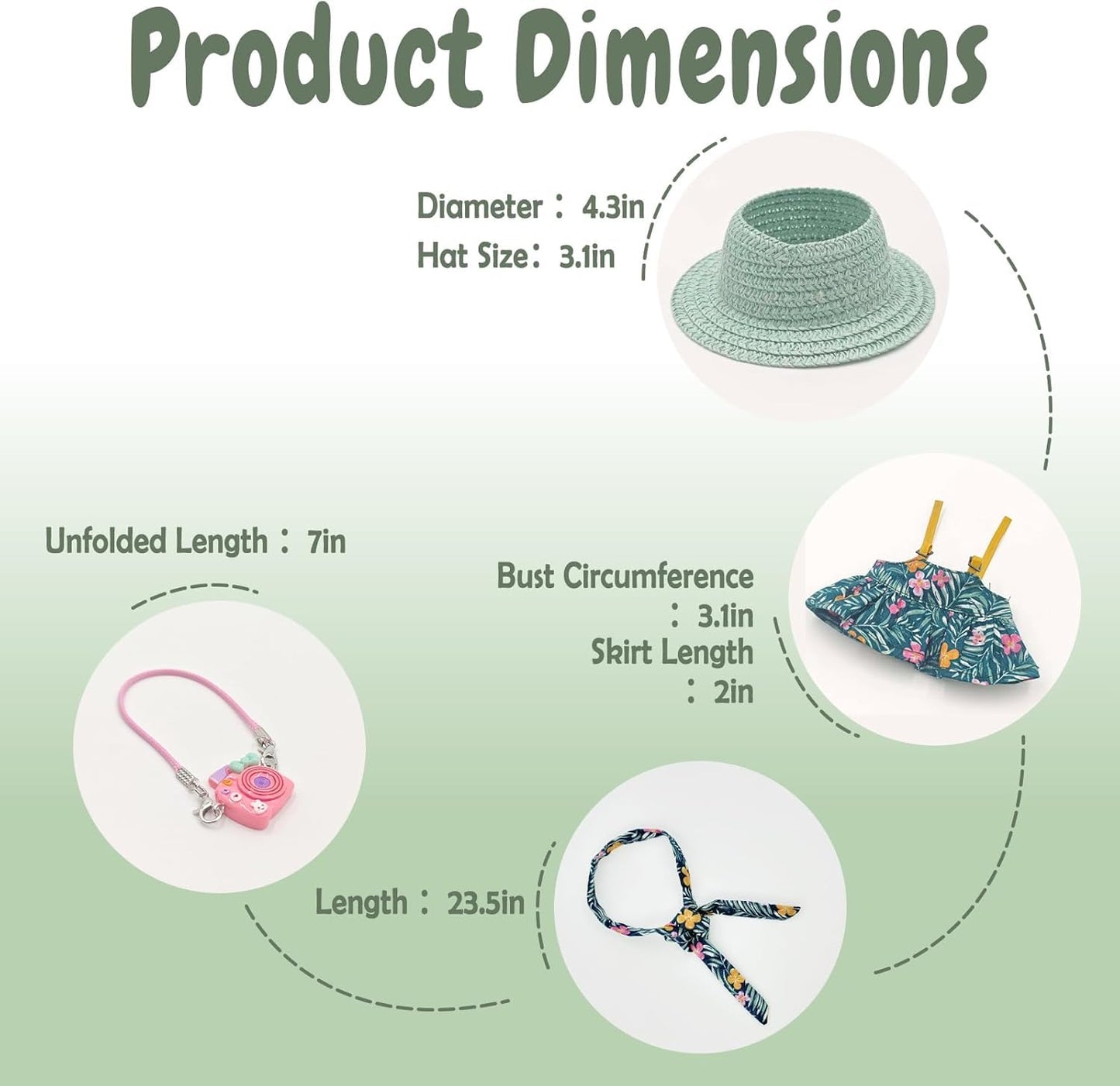 Cute 17cm Doll Clothes Set 4Pcs Kawaii Dresses with Free Hat, Camera, Silk Scarf, and Pendant Accessories?NO Doll?