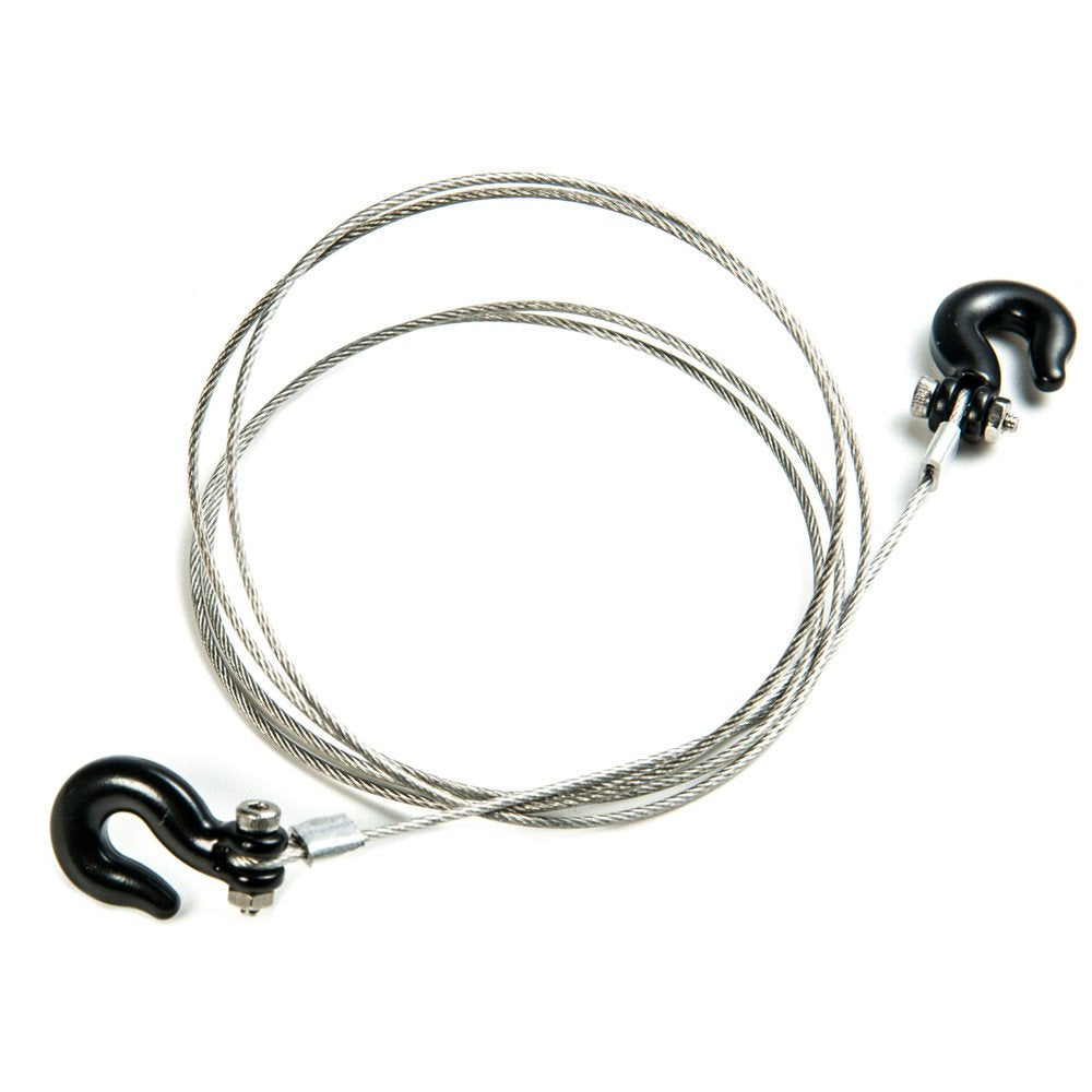 RCLions 1/10 RC Crawler Accessories Steel Tow Rope with Hooks for Axial SCX10 Trx4 CC01 D90 RC Buggy Truck Car Parts (Black)