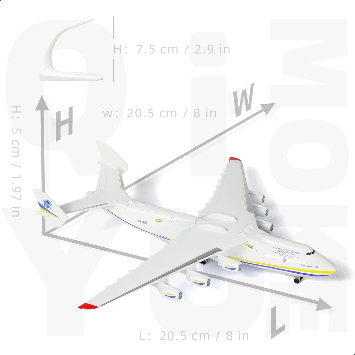 QIYUMOKE 1/400 Antonov AN-225 Mriya Diecast Airplane Model with Stand, Metal Transport Cargo Plane Model for Adult Aviation Enthusiasts Collection