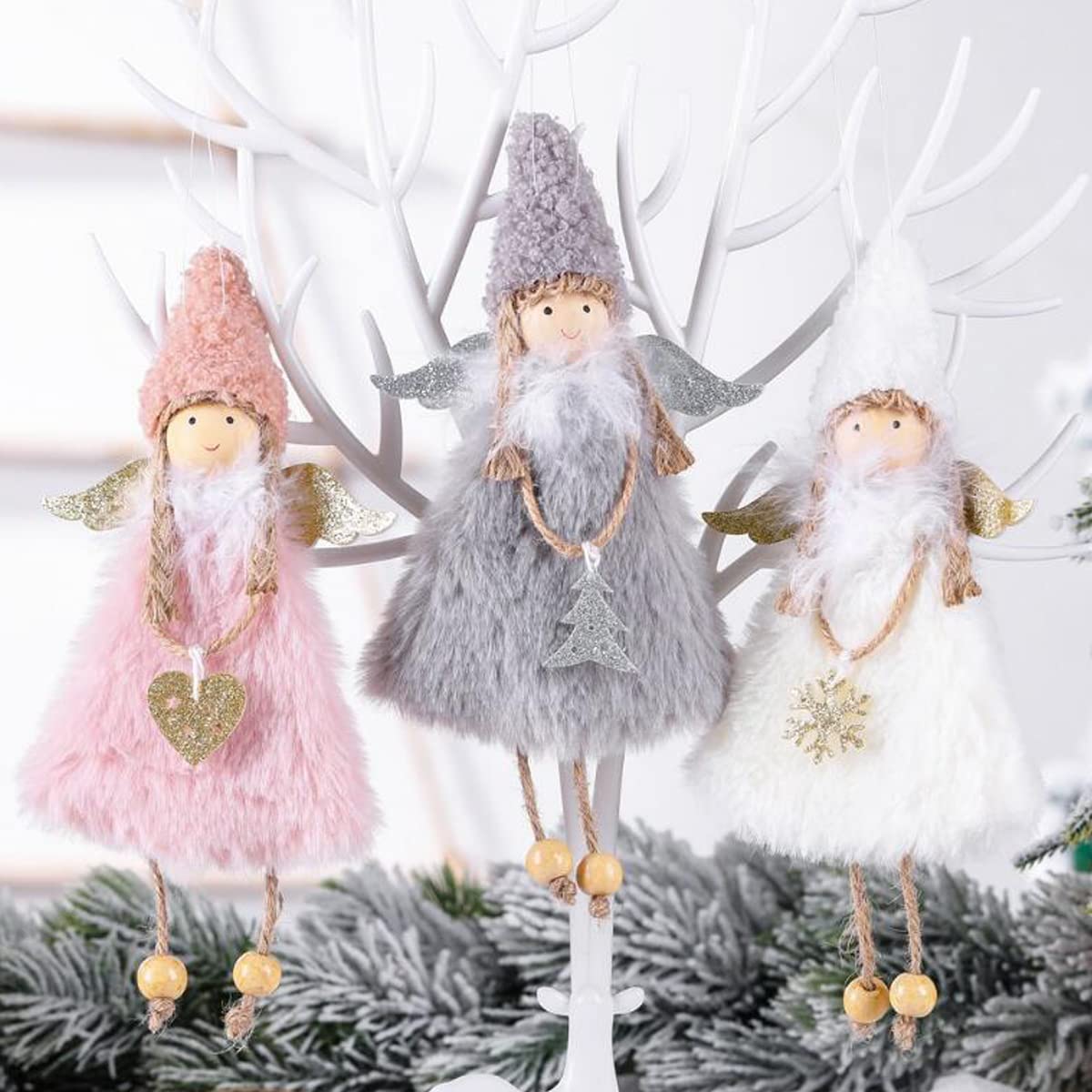 FZBNSRKO 3Pcs Angel Doll Pendant,Xmas Tree Hanging Pendant,Xmas Doll Hanging Angel for Christmas Party New Year,Birthday Party,Wedding,Valentine's Day