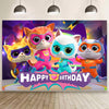 Super Cats Birthday Decorations,Super Cats Happy party Banner Backdrop for Kids Birthday Party Supplies (5x3ft)