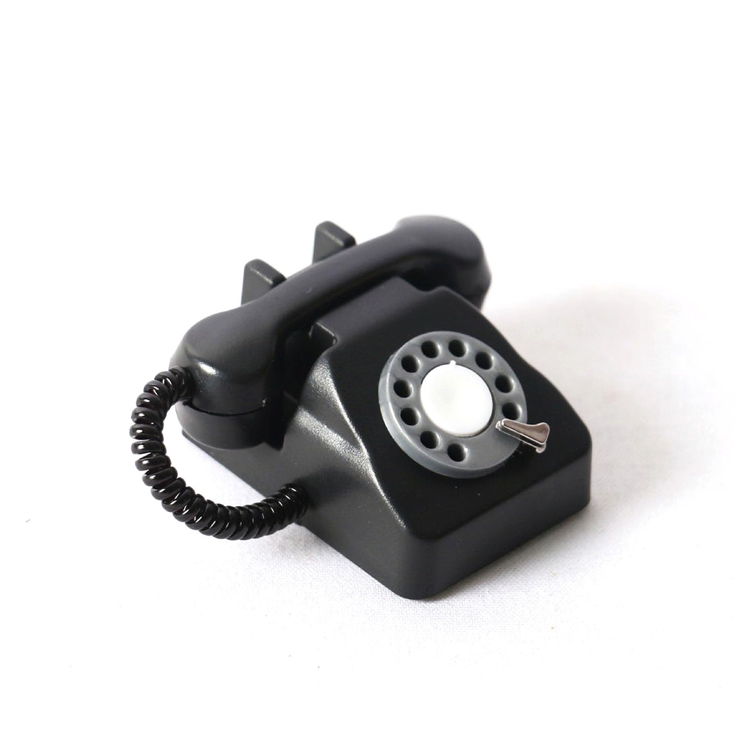 Miniature Retro Telephone: Realistic 1/6 Scale Old Phone with Functional Details for Dollhouse Photography (Black)