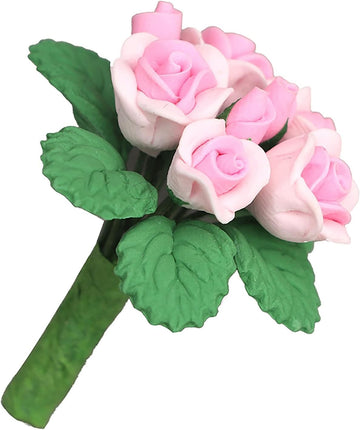 1:12 Scale Dollhouse Miniature Resin Roses, Artificial Mini Flowers for Crafts Decoration, Dollhouse Accessories, 1.4 Inch (Pink)
