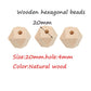 Alenybeby Organic Wooden Geometric Hexagon Beads Accessory 20mm Ecofriendly Wood Faceted Beads DIY Craft Jewelry (20mm-50pcs)