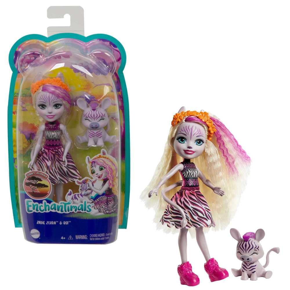 Enchantimals Zadie Zebra Doll with Ref Animal Figure, 6-inch Small Doll with Removable Skirt & Accessories, Sunny Savanna Toy Collection