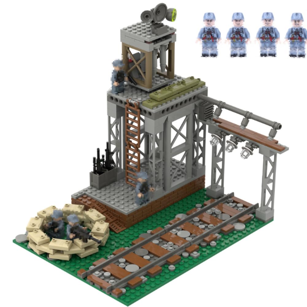 WW2 Military Base Building Set - 398 Pcs Army Fortresses, Trenches, Realistic WW2 Scene Recreation,Witch 4 Soldier Figures