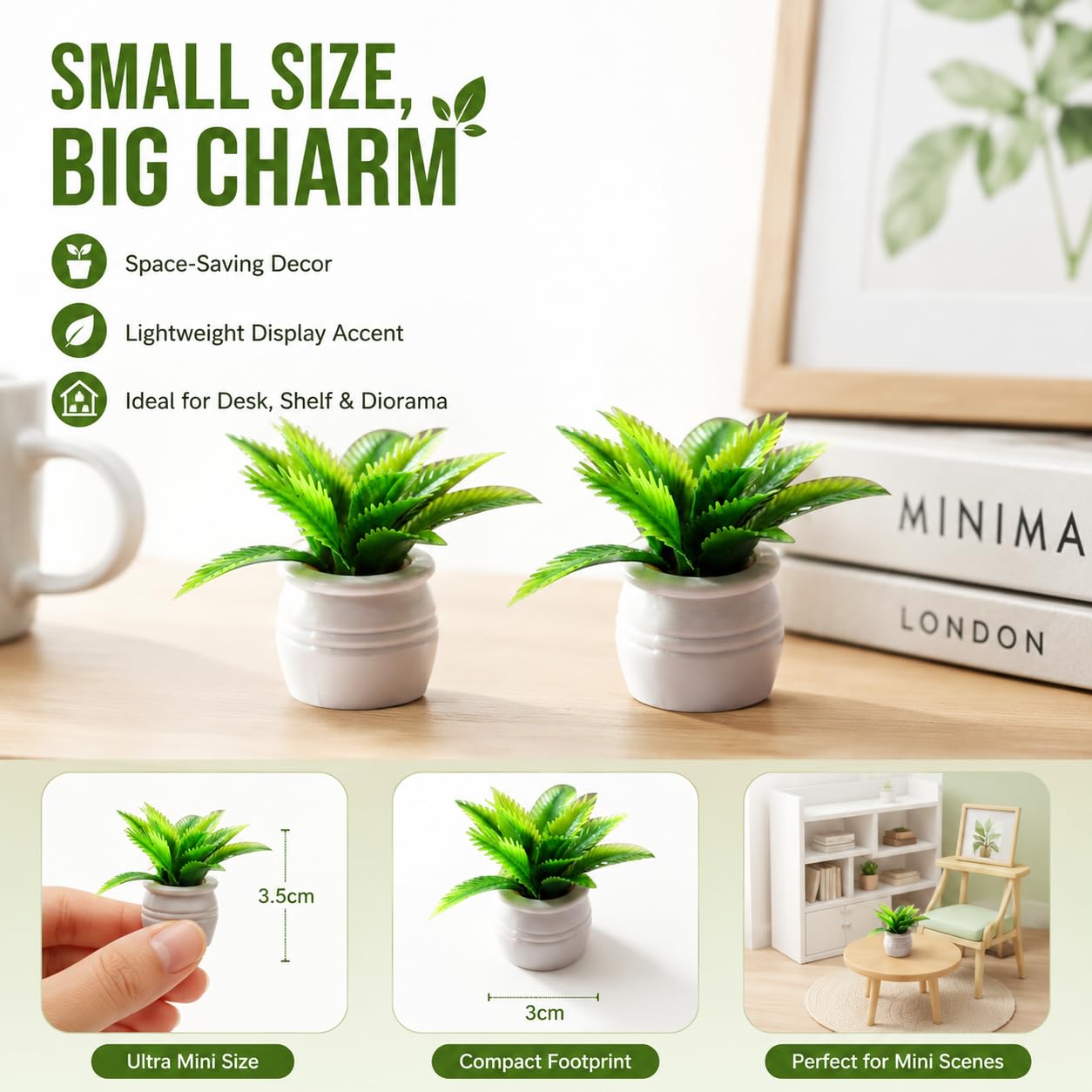 Miniature Dollhouse Tiny Fake Greenery Bonsai Ornament Crafts, Green Potted Flower Model, 1:12 Scale Doll House Miniature Plant Model,DIY Accessories