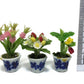 3pc Flower Clay Miniature Dollhouse Fairy Garden Mini Plant Trees Ceramic Paint Furniture Bundles Artificial Flowers Orchid #061