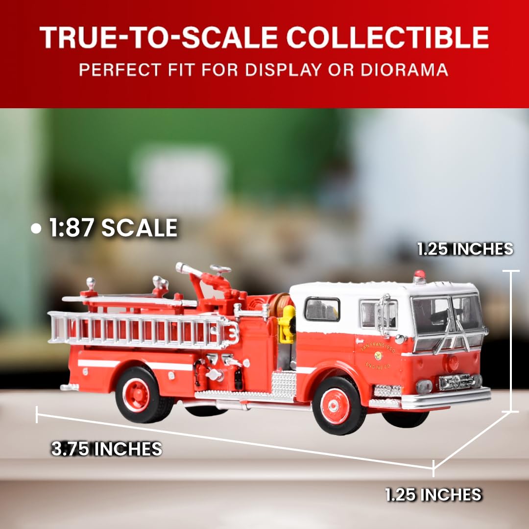 Iconic Replicas 1974 Ward Lafrance Fire Engine: San Francisco Fire Department - Engine 31 1:87 (HO) Diecast Model Fire Truck