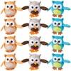 Fun Express 4” Mini Plump Plush Owls - Bright Colors - Adorable Stuffed Animal Toys for Kids, Party Favors, and Collectibles - 12 Pieces