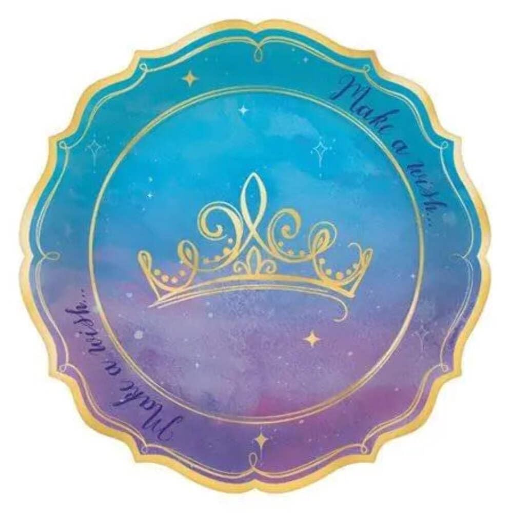 Disney Princess Shaped Metallic Plates, 7" (Pack of 8) - Stunning Partyware for Birthdays, Baby Showers & Magical Celebrations