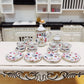 15 Pack Miniature Ceramic Doll Tea Set Dollhouse Tea Cup Set Decoration Accessories for Scale 1:12 Dollhouse Craft (Flowers)