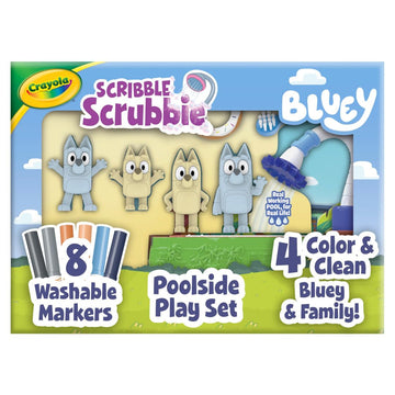 Crayola Scribble Scrubbies Bluey Poolside Playset (4ct), Washable Bluey Toy Set for Kids and Toddlers, Gifts for Girls & Boys, Ages 3+