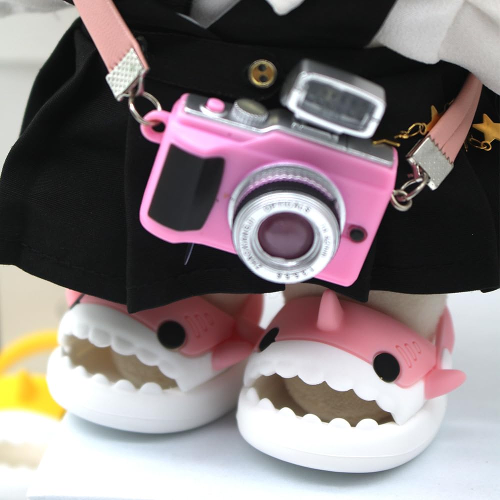niannyyhouse 20cm Plush Doll Shark Shoes Sandals Slippers 8in Soft Stuffed Plush Toy Accessories Dress Up (Pink)