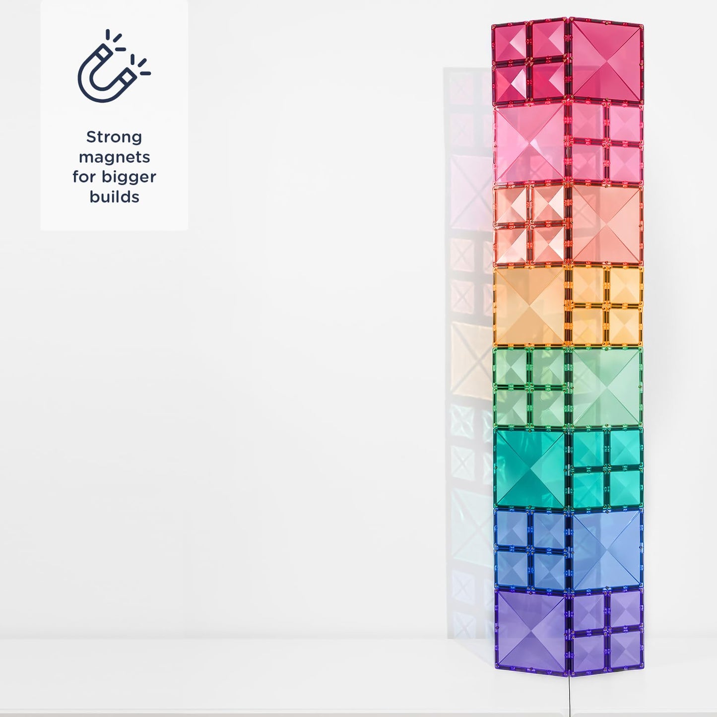 CONNETIX Magnetic Tiles Pastel Square Pack, 40 Pieces