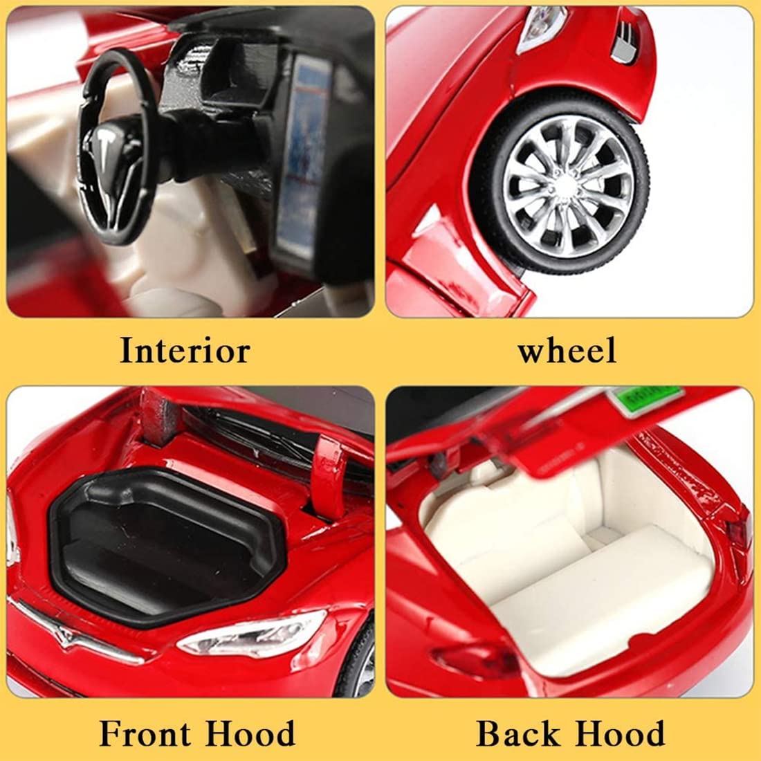 gidoyi Toy Car Model X, Pull Back Car Toys Alloy Vehicles with Lights and Sound 1:32 Scale Model Car (Red)