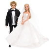 BARWA Wedding Set White Wedding Dress with Veil and Formal Suit Outfit for Boy & Girl Dolls
