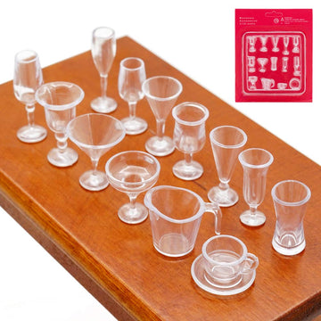 Odoria 1/12 Miniature Glasses 14Pcs Dollhouse Decoration Accessories