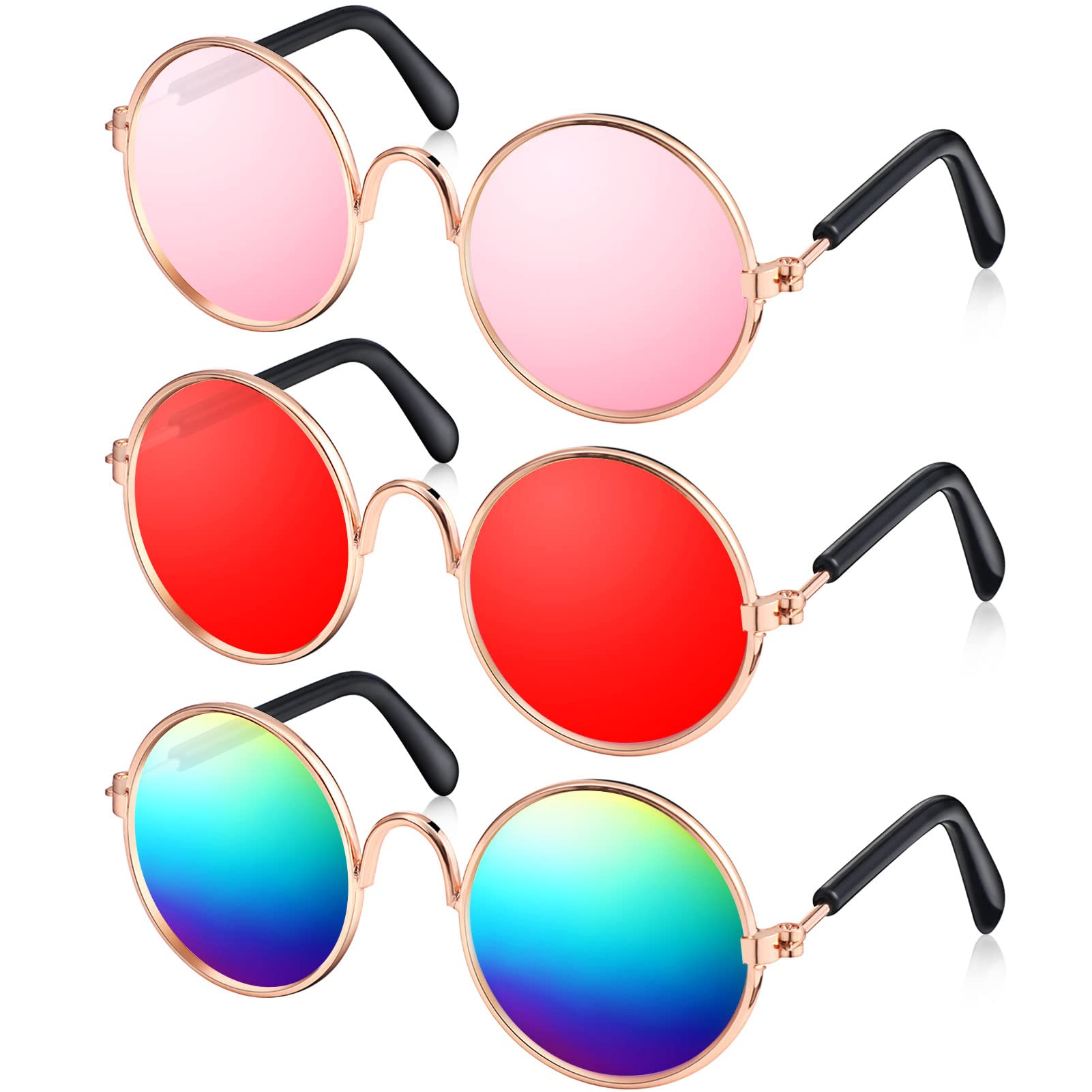 3 Pairs Doll Glasses Metal Wire Rim Clear Lens Eyewear Fabric Doll Dress Up Eyeglasses Mini Dolls Costume Accessories for 18 Inch and Other Item Dolls