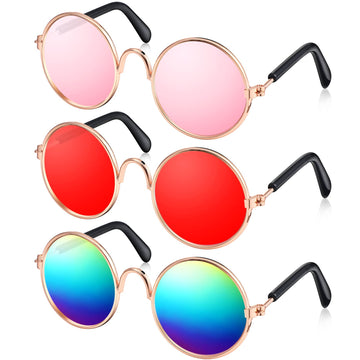 3 Pairs Doll Glasses Metal Wire Rim Clear Lens Eyewear Fabric Doll Dress Up Eyeglasses Mini Dolls Costume Accessories for 18 Inch and Other Item Dolls