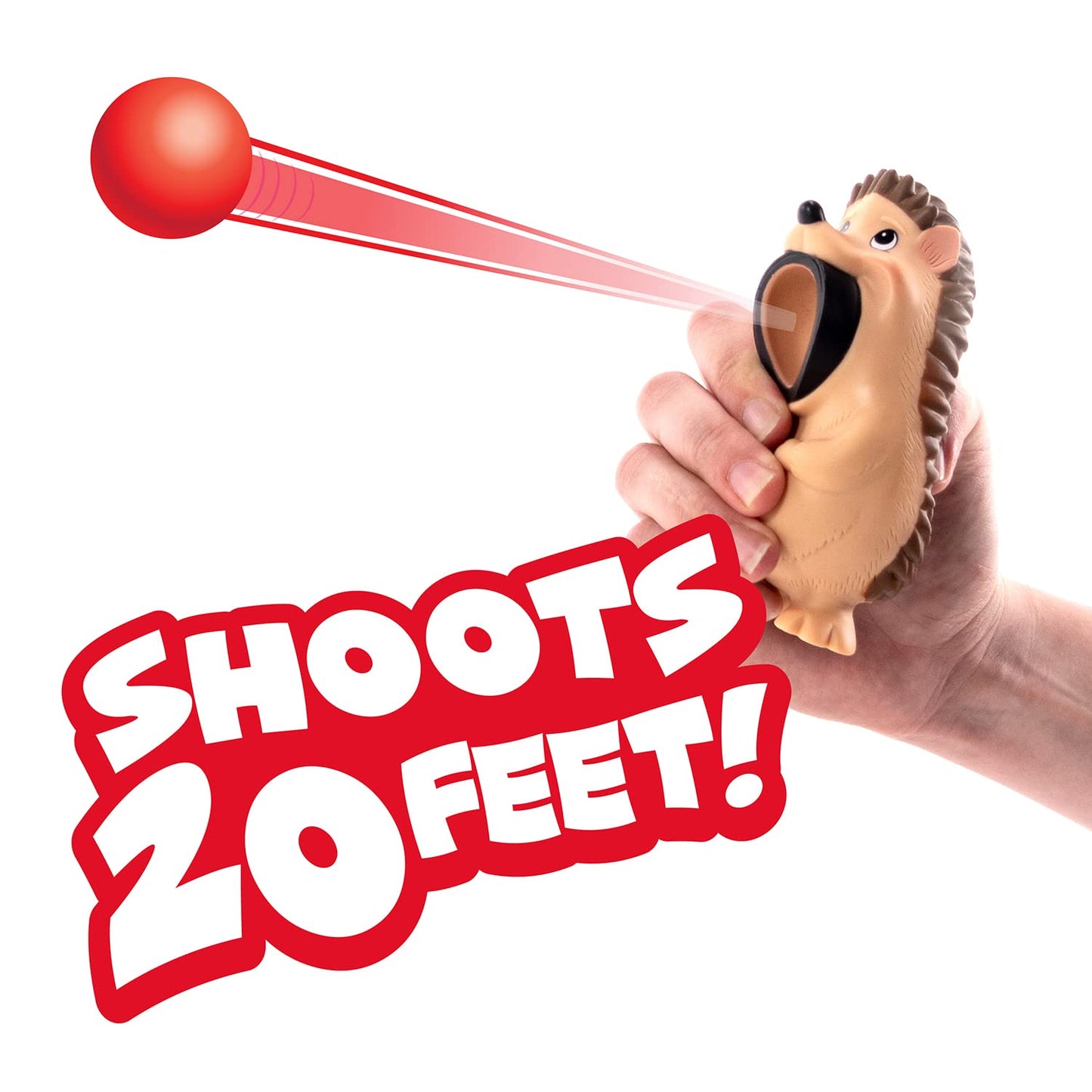 Hog Wild Hedgehog Ball Popper Toy - Holiday Stocking Stuffer Includes 4 Soft Foam Balls - Squeeze to Pop Air Powered Balls Up to 20 Feet -