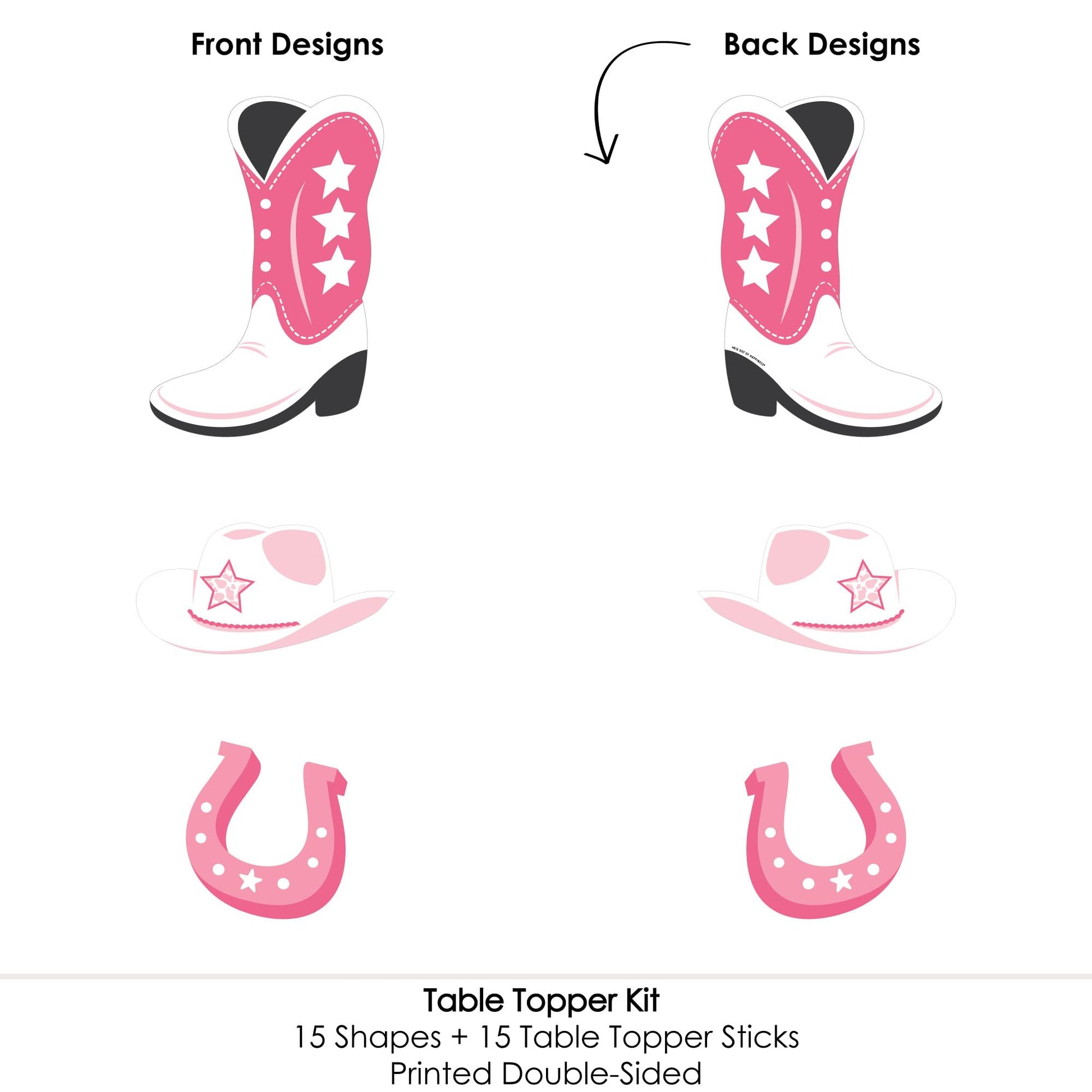 Big Dot of Happiness Rodeo Cowgirl - Pink Western Party Centerpiece Sticks - Table Toppers - Set of 15