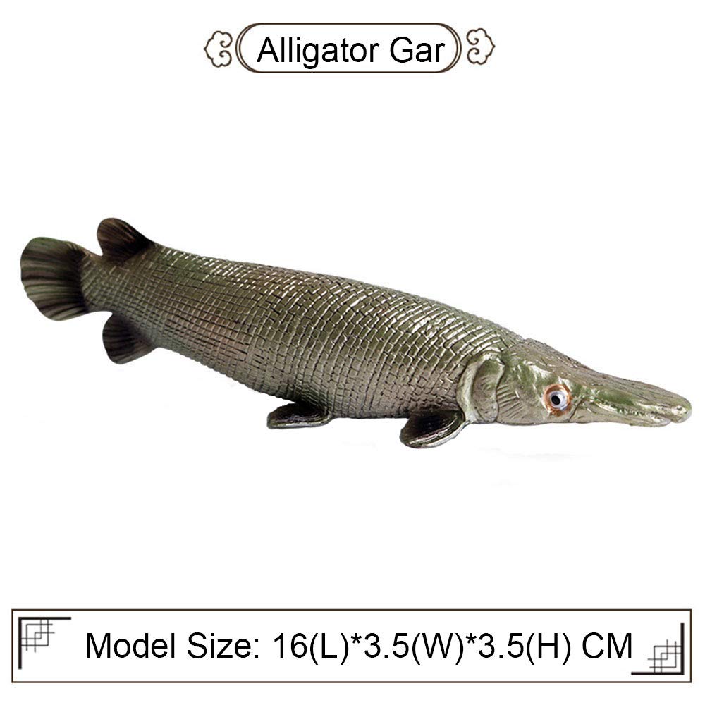 FLORMOON Alligator Gar Figure Realistic Animal Figurines Early Educational Sea Animal Toys Science Project Christmas Birthday Cake Topper for Kids