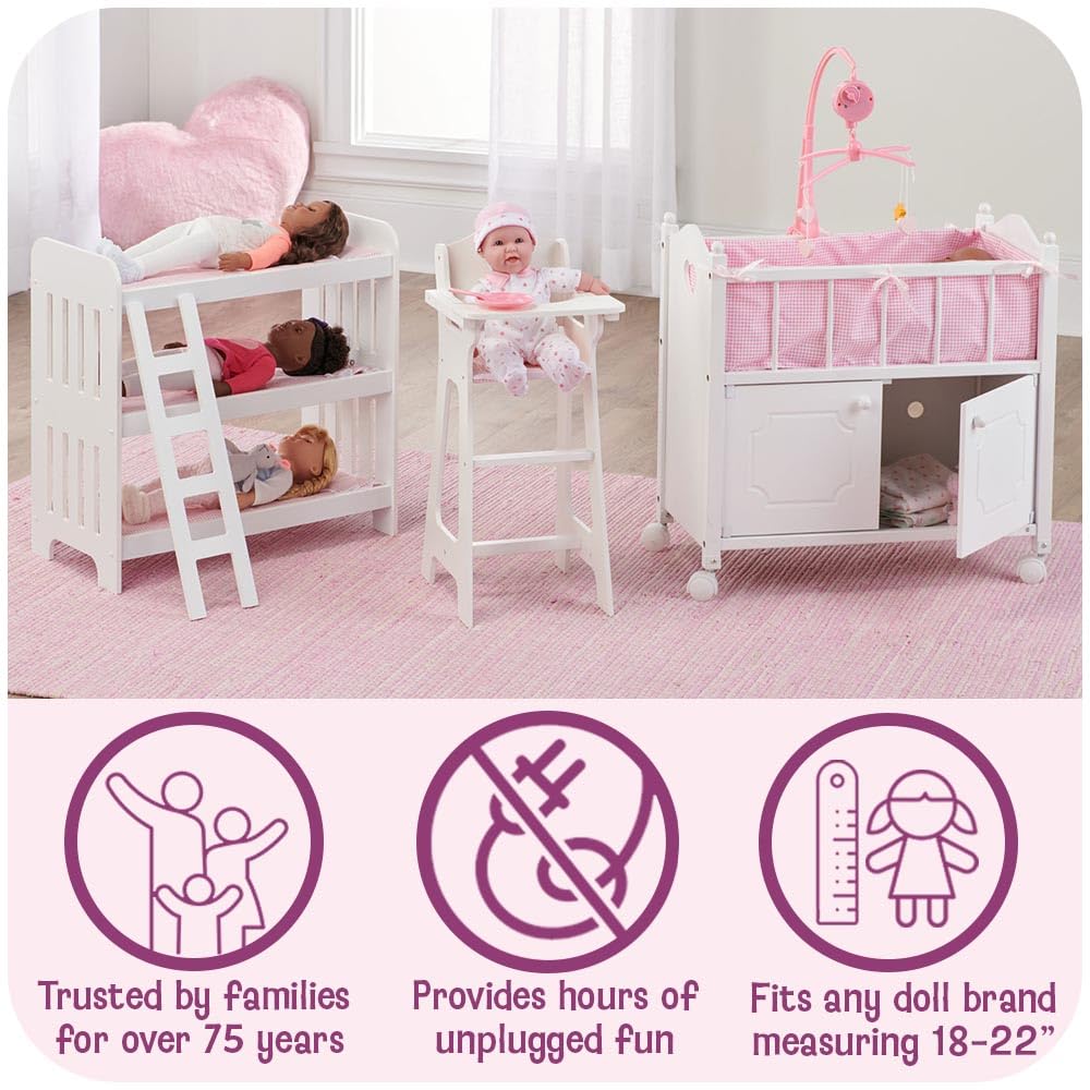 Badger Basket Travel and Tour Trolley Carrier Set for 18-Inch Dolls with Folding Bed and Accessories - Gray Stars
