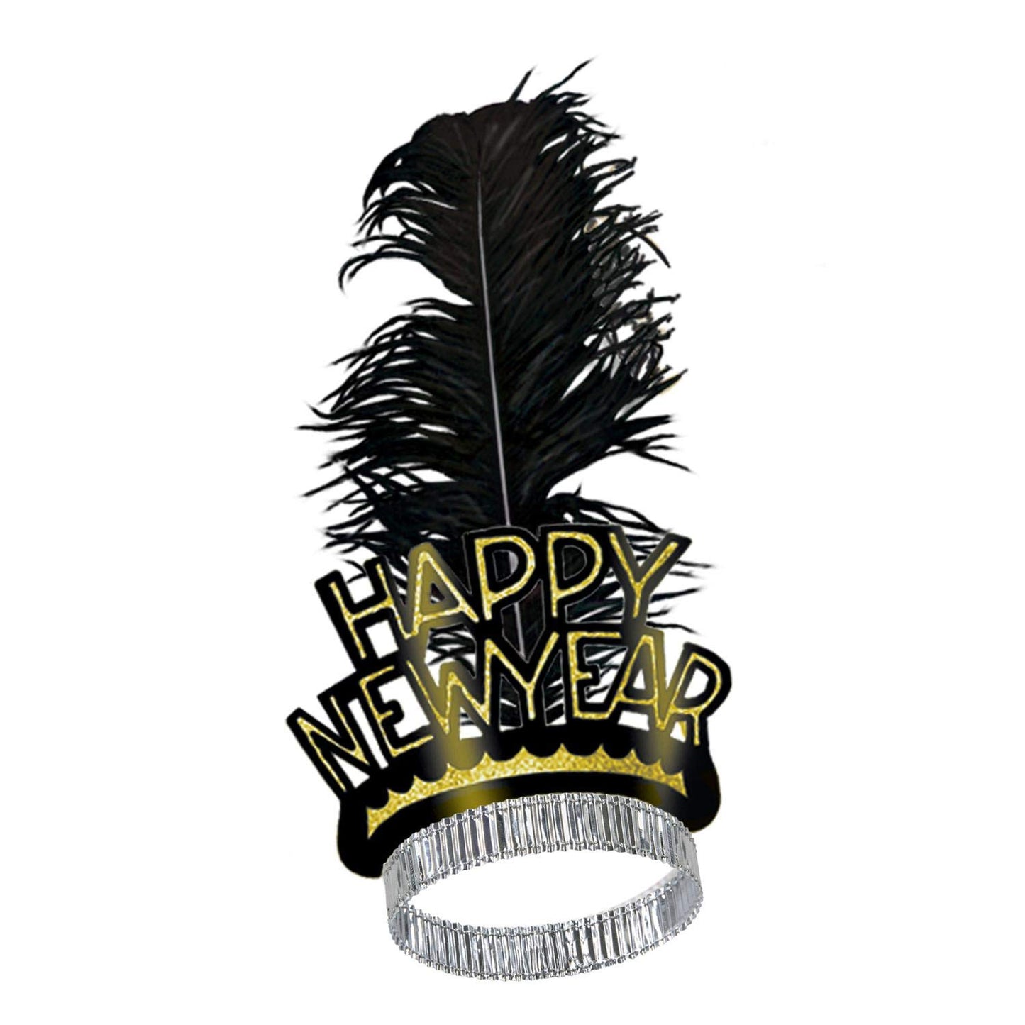 Beistle Black & Gold Swing Tiaras 5 Piece Happy New Years Eve Party Supplies Favors, One Size, Black/Gold/Silver