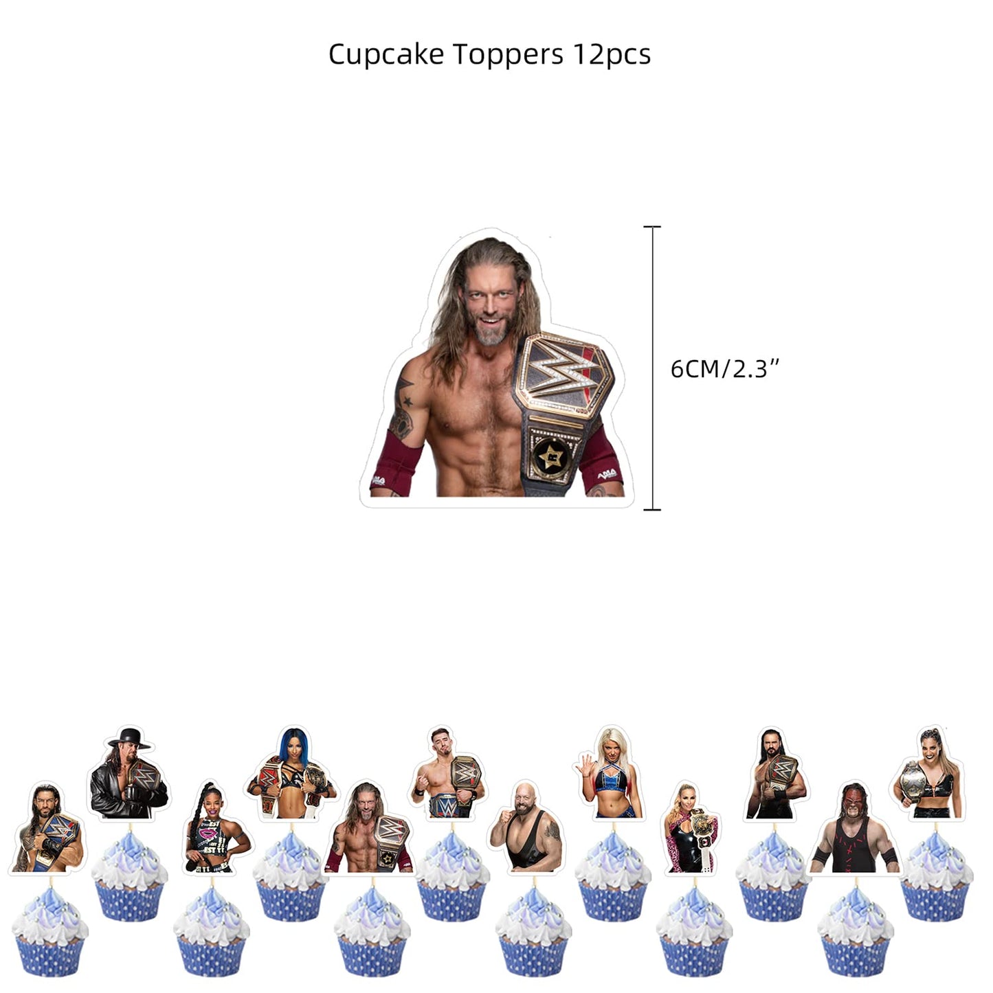 Wrestling Birthday Party Decorations Supply Set for Kids with Happy Birthday Banner, Cake Topper, Cupcake Toppers, Balloons for Party Decorations