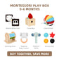 OOOK Montessori Toys 0-6 Months, Montessori Toy Set, 7 in 1 Newborn Baby Toys with Spinning Drum, Tissue Box Toy, Sensory Balls, Contrast Cards