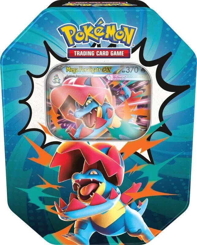 Pokemon TCG: Mega Evolution - Ascended Heroes Tin - Mega Feraligatr ex (4 Packs, Promo Card)