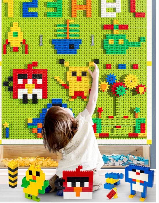 6 Pack Large Building Brick Baseboard in Blue, Green, Gray, 10 x 10 Inch Baseplates Compatible with DUPLO,MEGA, Baseplate for DIY Play Table or Wall