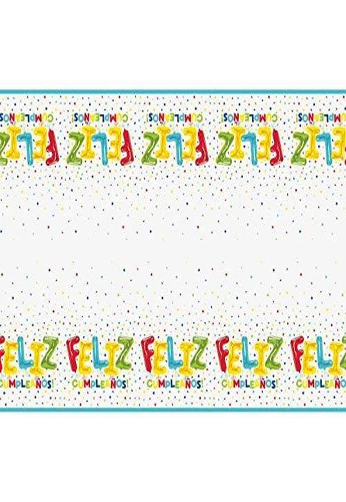 Unique Feliz Cumpleanos Plastic Table Cover - 54" x 84" (1 Pc) - Easy Cleanup Rectangular Tablecloth for Birthday Parties