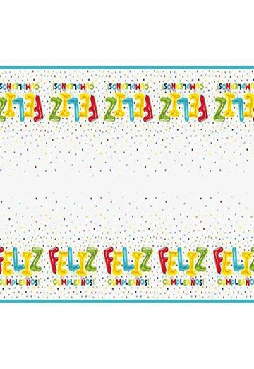 Unique Feliz Cumpleanos Plastic Table Cover - 54" x 84" (1 Pc) - Easy Cleanup Rectangular Tablecloth for Birthday Parties