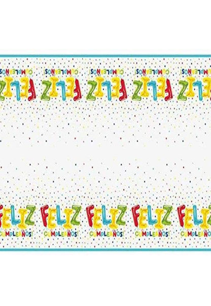 Unique Feliz Cumpleanos Plastic Table Cover - 54" x 84" (1 Pc) - Easy Cleanup Rectangular Tablecloth for Birthday Parties