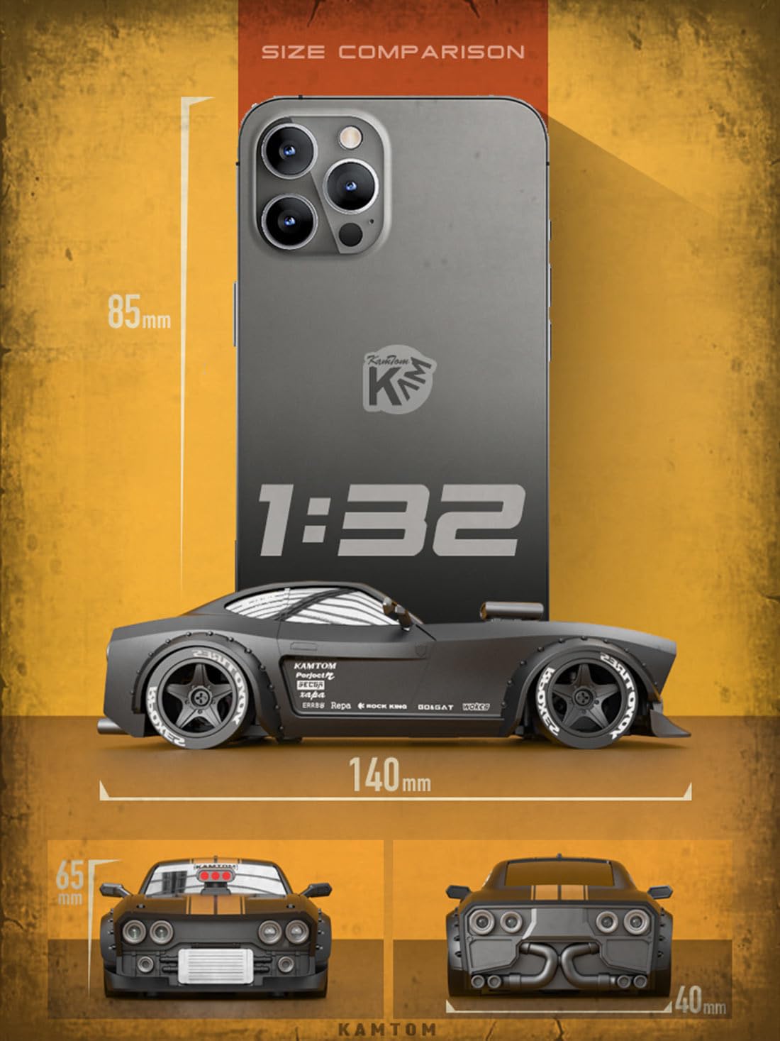 Goekhyrani KM3299 Remote Control Car RC Drift Car, 4WD RC Cars Vehicle with ESP Gyro, LED Headlights Drift Wheel, 1:32 High Speed Racing RC Vehicle