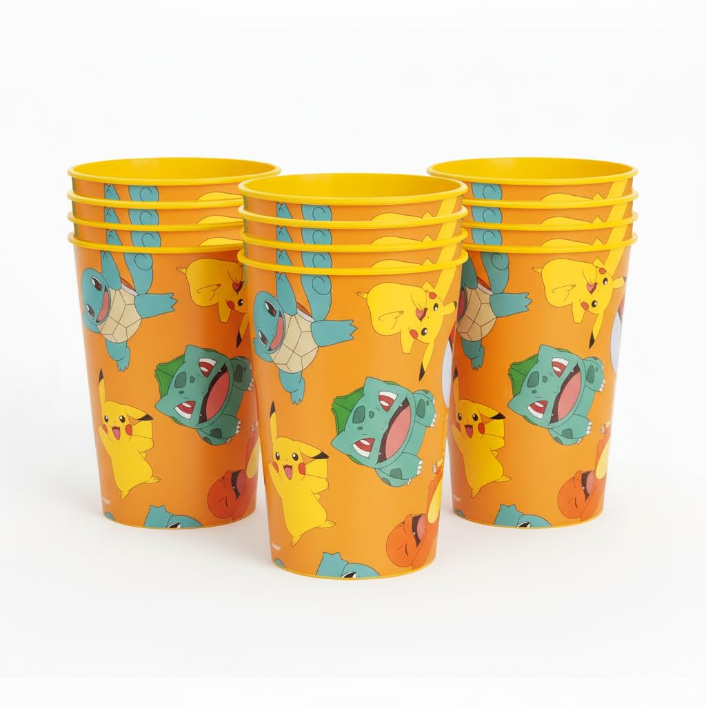 Unique Pokémon 12 Pack 16 oz Plastic Reusable Favor Cups - Birthday Party Supplies, Goodie Bag Favors, Kids’ Drinkware & Take-Home Gifts
