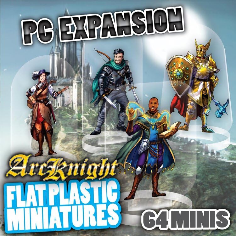 Arcknight Flat Plastic Miniatures: PC Expansion; 64 Unique Player character - Themed Minis for DND 5e and Pathfinder; Affordable, Skinny Figurines