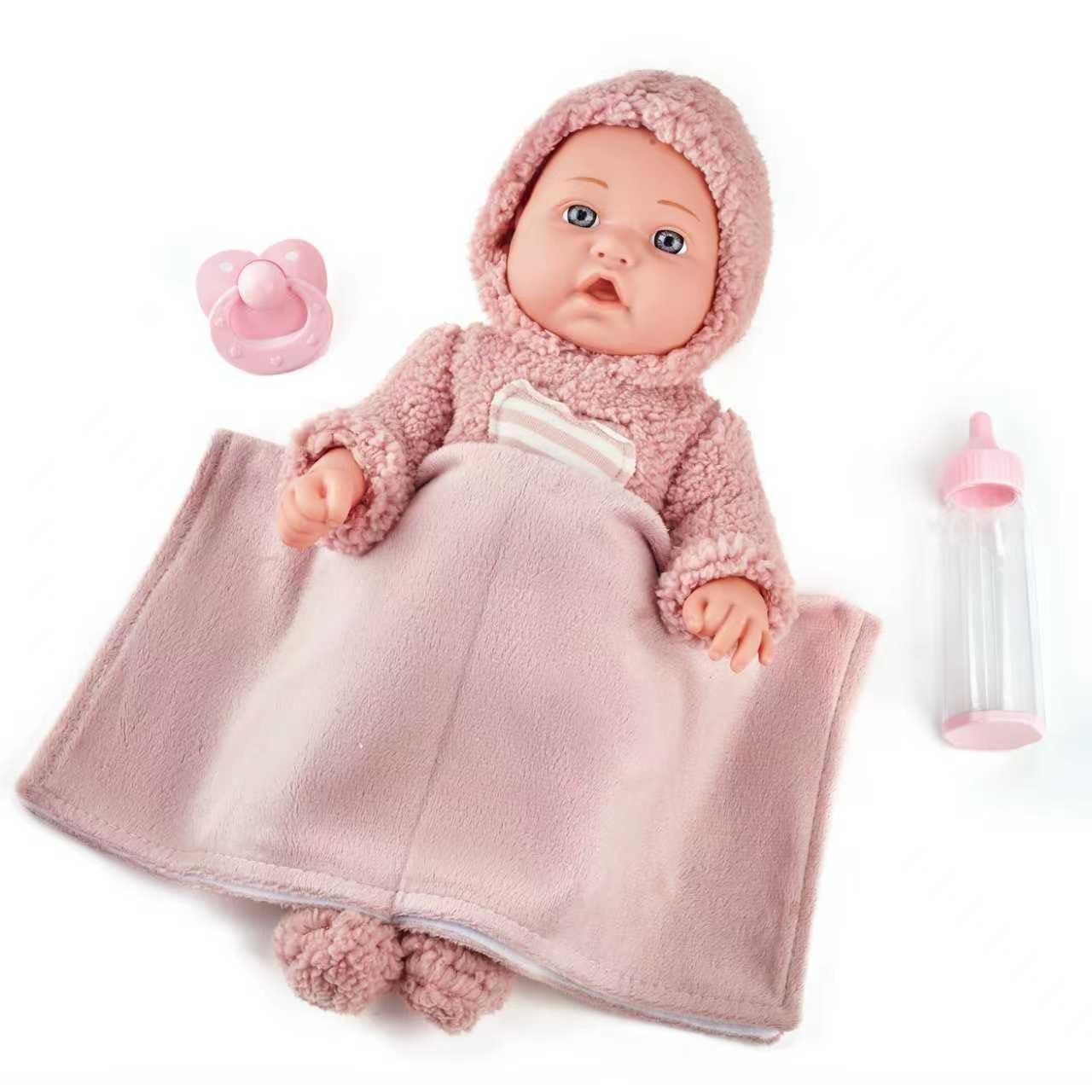 Enjoyin 12 Inch Baby Doll Set for Girls - Washable Accessories Includsd Pink Cloths, Pacifier, Blanket, Feeding Bottle - Ideal Toddler Gift for 3+