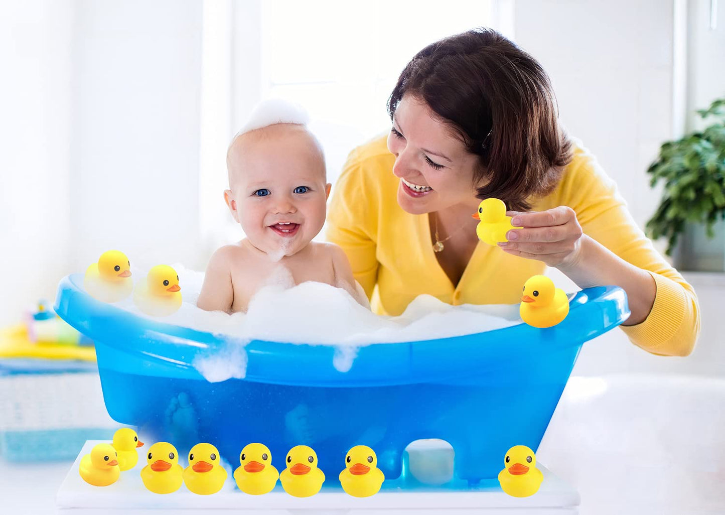 Bath Duck Toys 12 PCS Yellow Rubber Ducks Squeak & Float Ducky Baby Shower Pool Toy for Toddlers Kids Boys Girls