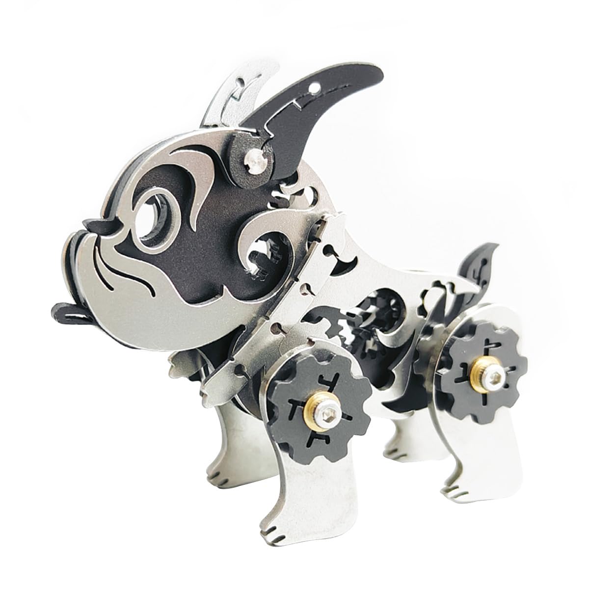 URFunModel 3D Metal Puzzle for Adults, DIY Assembly Mechanical Bulldog Metal Model Kit to Build, 48PCS Steampunk Bulldog 3D Puzzle Brain Teaser