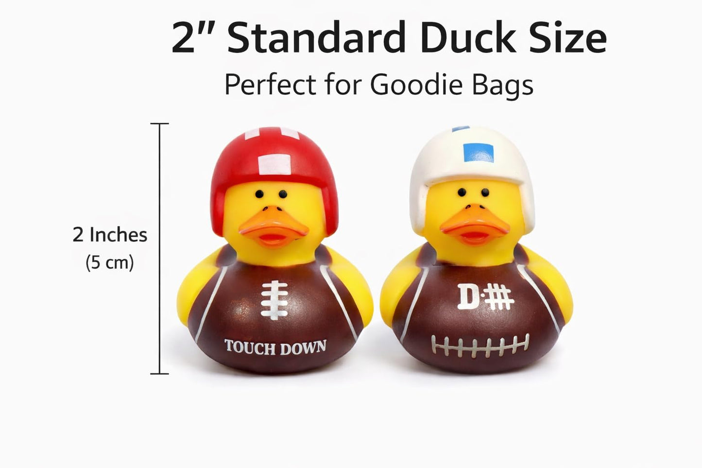 GIFTEXPRESS 24 Pack Football Rubber Duckies, 2 Inch Mini Sports Theme Ducks with Helmets, Assorted Styles, Touchdown Bath Toys for Game Day, Football