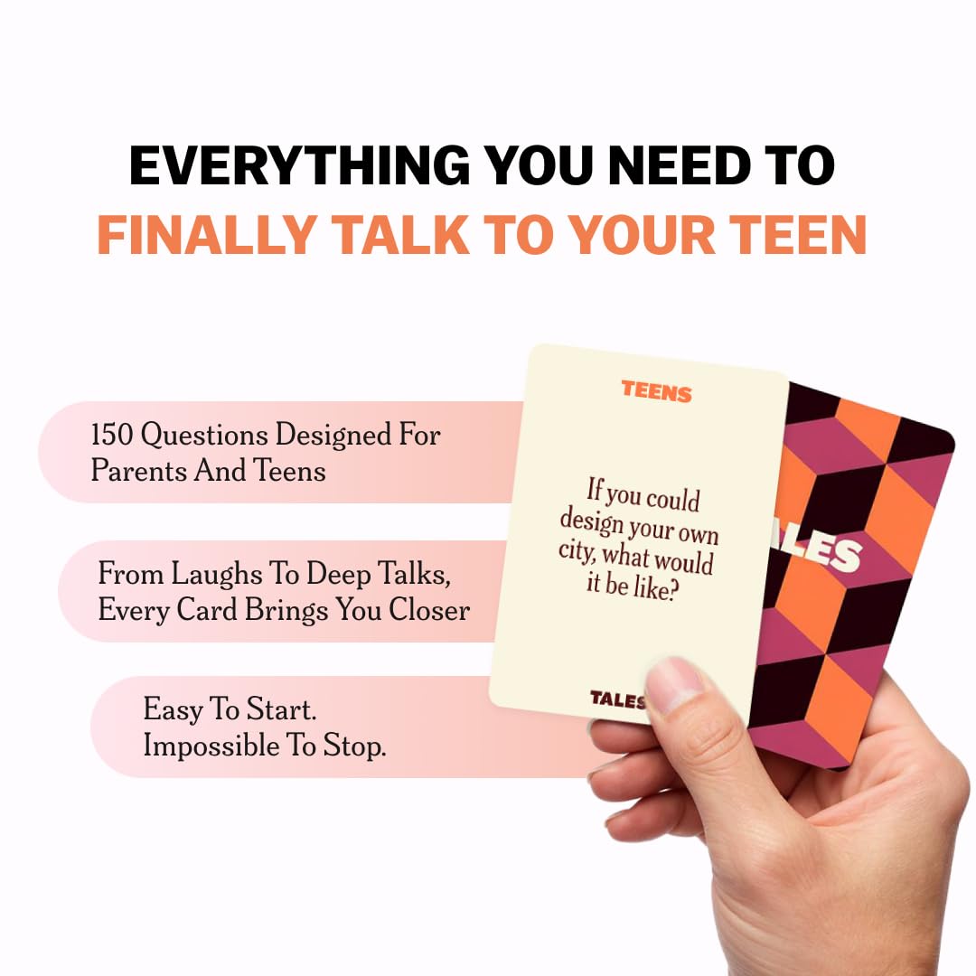 TALES 150 Conversation Cards, Teens Edition, Fun Family Games for Teens, Perfect for Dinners, Road Trips, Classrooms & Game Nights, Gifts